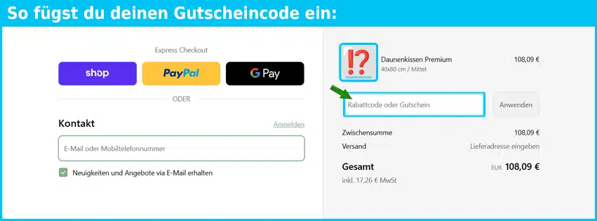 allesdaune Gutschein einfuegen und sparen blau