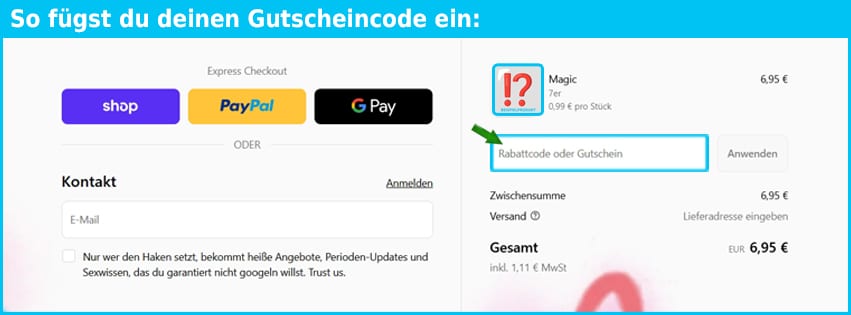 einhorn Gutschein einfuegen und sparen blau