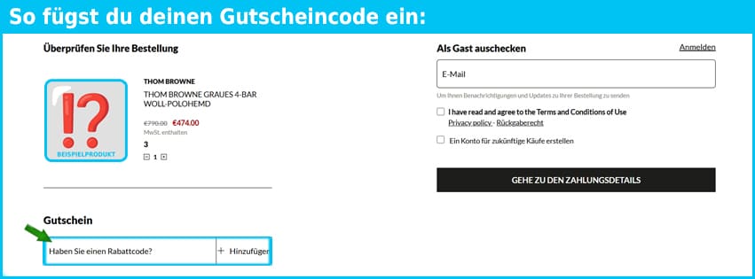 fashiontamers Gutschein einfuegen und sparen blau