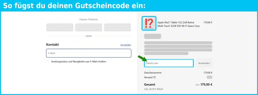 it-versand Gutschein einfuegen und sparen blau