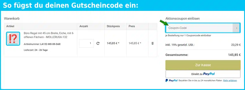 lomado Gutschein einfuegen und sparen blau