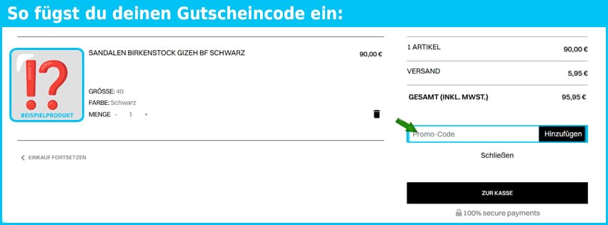 obishoes Gutschein einfuegen und sparen blau