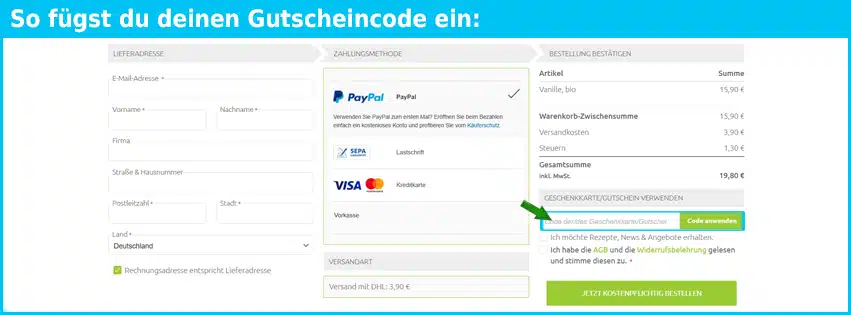 spicebar Gutschein einfuegen und sparen blau