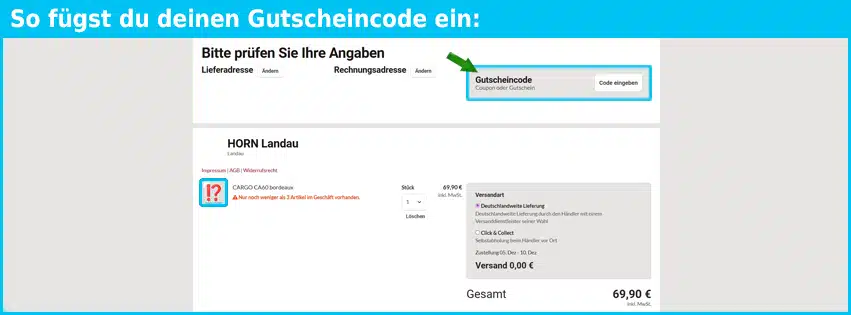 bagmondo Gutschein einfuegen und sparen blau
