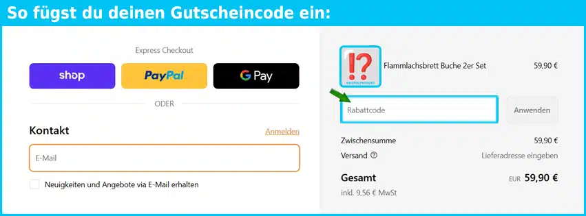 flammlachsbrettl Gutschein einfuegen und sparen blau