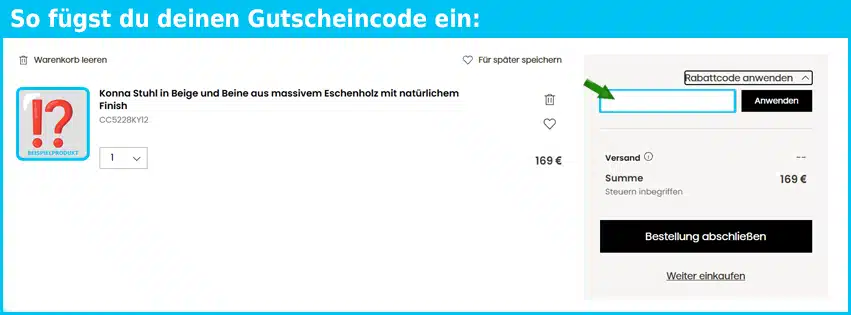 kavehome Gutschein einfuegen und sparen blau