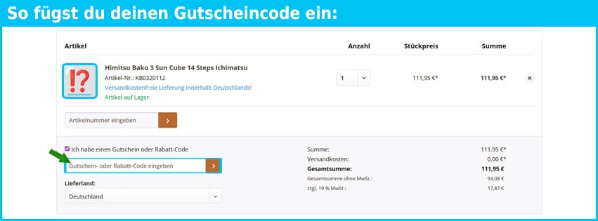 knobelbox Gutschein einfuegen und sparen blau