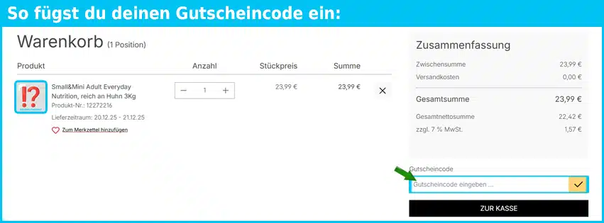 purina Gutschein einfuegen und sparen blau
