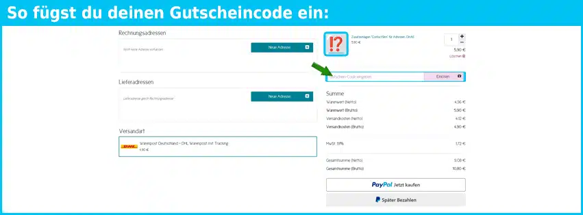 sinnwunder Gutschein einfuegen und sparen blau