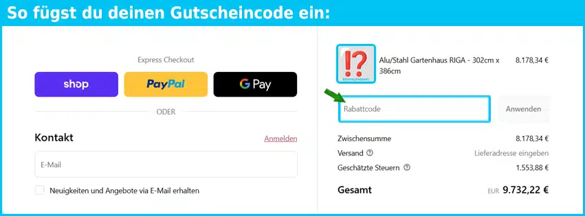 sunjoy Gutschein einfuegen und sparen blau