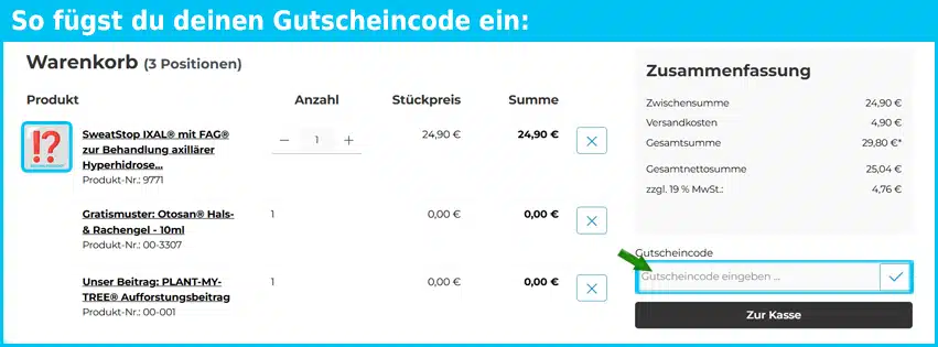 sweat-stop Gutschein einfuegen und sparen blau