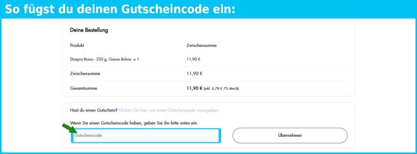 tarzzani Gutschein einfuegen und sparen blau