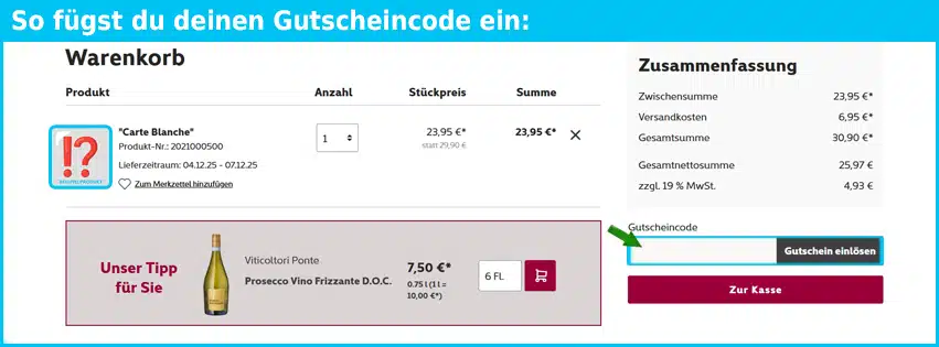 vino Gutschein einfuegen und sparen blau