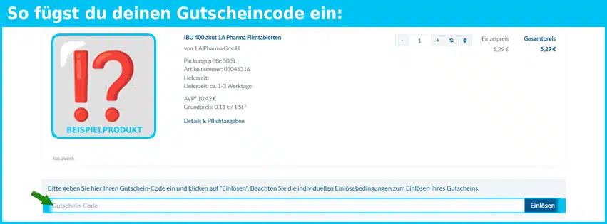 apozilla Gutschein einfuegen und sparen blau