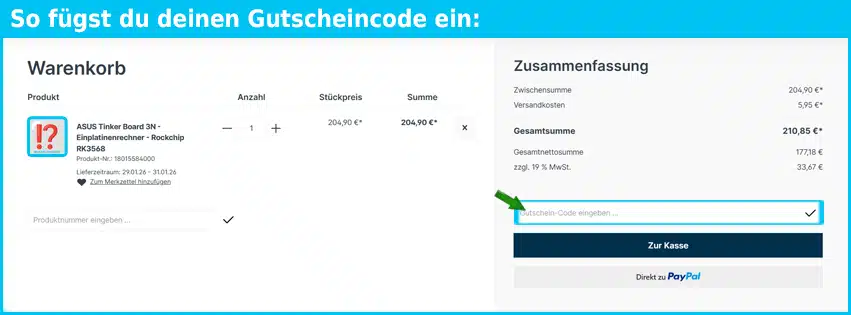 directdeal Gutschein einfuegen und sparen blau