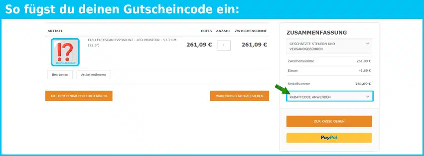 f-m-shop Gutschein einfuegen und sparen blau