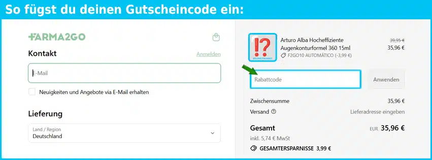 farma2go Gutschein einfuegen und sparen blau