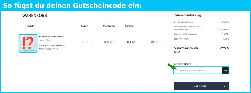 herrlicher Gutschein einfuegen und sparen blau