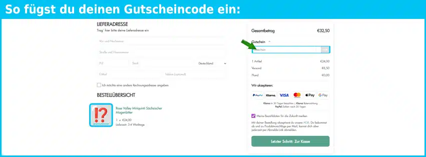 honest-rare Gutschein einfuegen und sparen blau