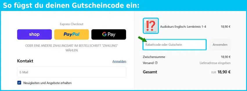 linguajet Gutschein einfuegen und sparen blau