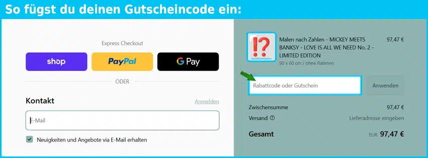 malango Gutschein einfuegen und sparen blau