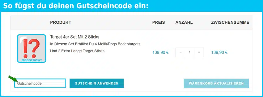 melli4dogs Gutschein einfuegen und sparen blau