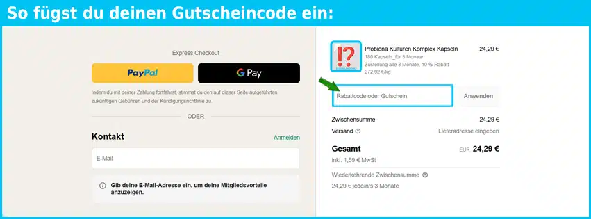 nature-love Gutschein einfuegen und sparen blau