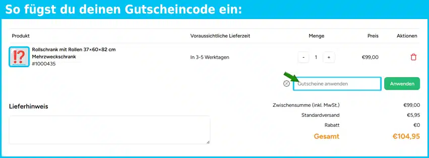 prestige-home Gutschein einfuegen und sparen blau
