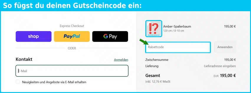 spalierbaumspezialist Gutschein einfuegen und sparen blau