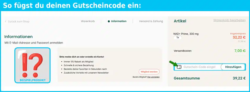 vitalized Gutschein einfuegen und sparen blau