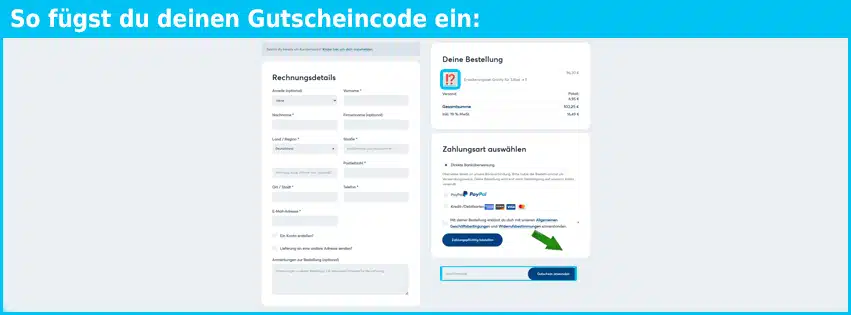 eckla Gutschein einfuegen und sparen blau