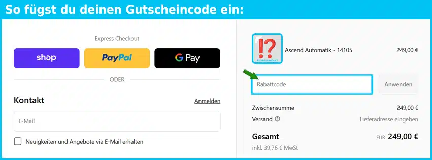 elysee-watches Gutschein einfuegen und sparen blau