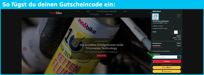 inno-bike Gutschein einfuegen und sparen blau