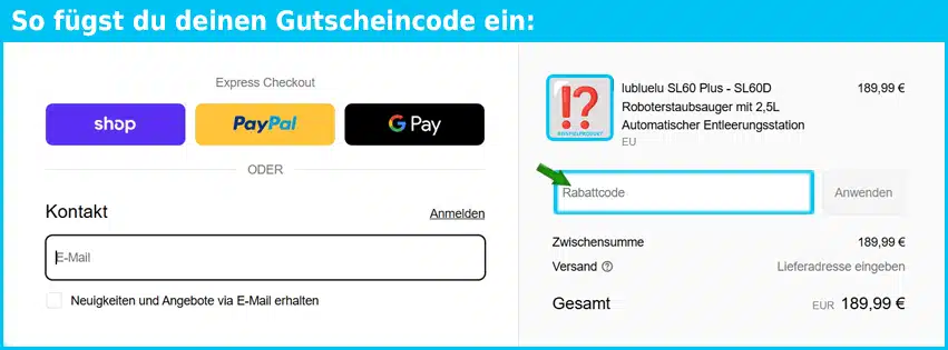 lubluelu Gutschein einfuegen und sparen blau