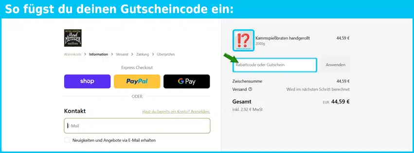 moselmetzger Gutschein einfuegen und sparen blau