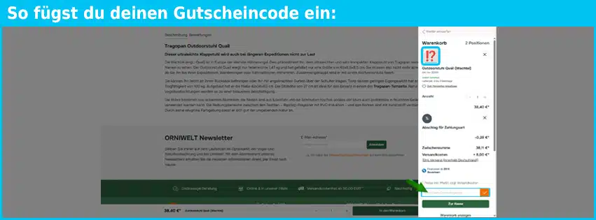 orniwelt Gutschein einfuegen und sparen blau