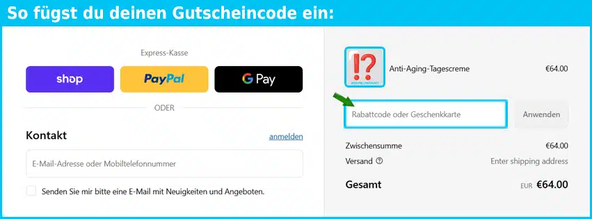 pureternia Gutschein einfuegen und sparen blau