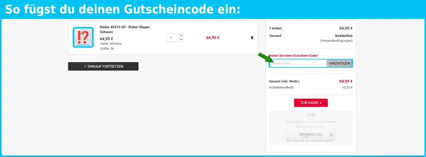 schuhgeschaeft24.de Gutschein einfuegen und sparen blau