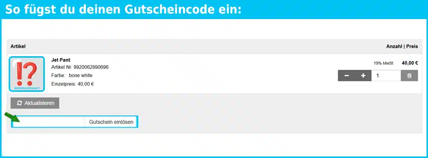 us-onlineshop Gutschein einfuegen und sparen blau