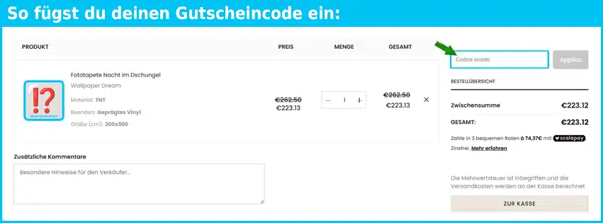 wallpaperdream Gutschein einfuegen und sparen blau