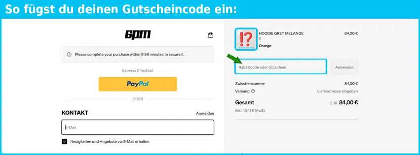 6pmseason Gutschein einfuegen und sparen blau