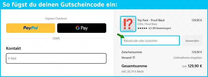aevor Gutschein einfuegen und sparen blau