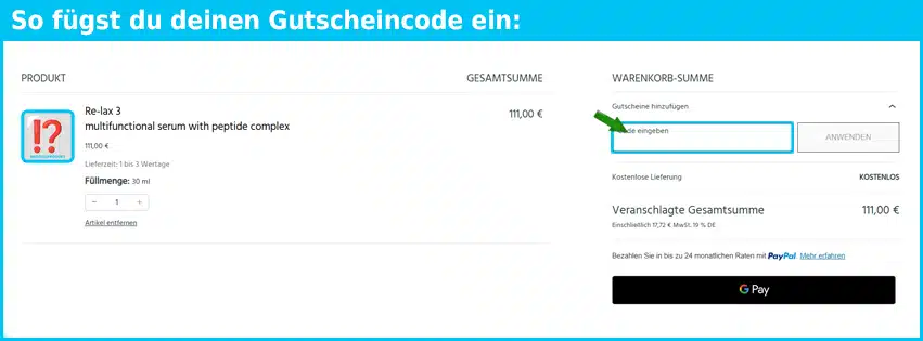 bdr-beauty Gutschein einfuegen und sparen blau