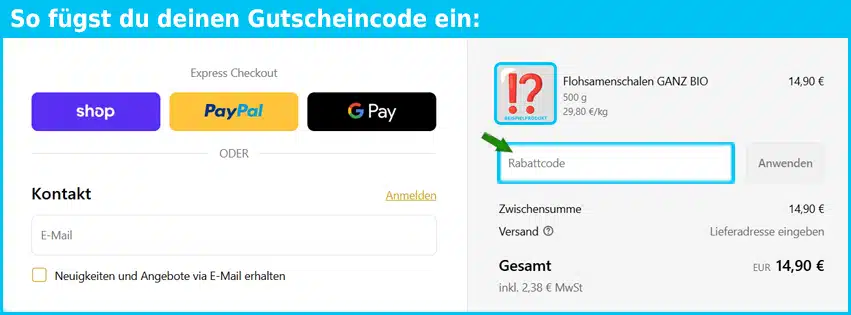 biokontor Gutschein einfuegen und sparen blau