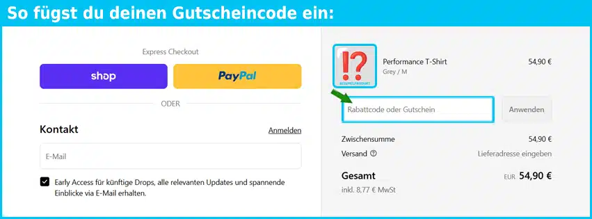 day-1 Gutschein einfuegen und sparen blau