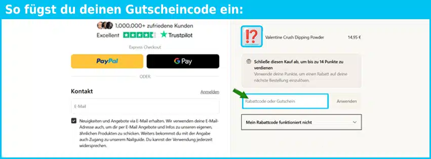 doonails Gutschein einfuegen und sparen blau