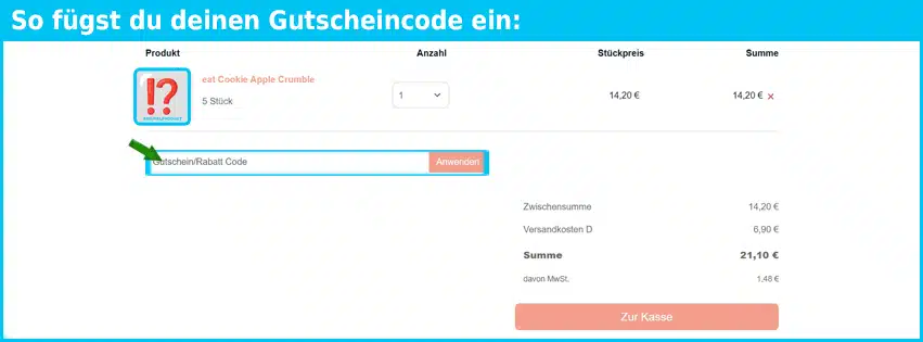 eat-performance Gutschein einfuegen und sparen blau