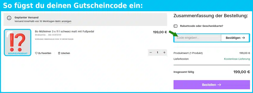 formadore Gutschein einfuegen und sparen blau