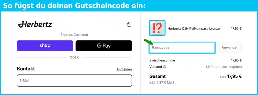 herbertz Gutschein einfuegen und sparen blau