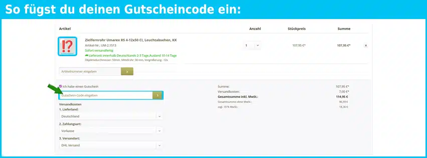jagdshop-brosch Gutschein einfuegen und sparen blau